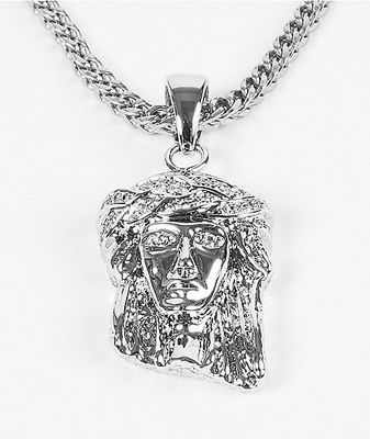 The Gold Gods Micro Jesus White Gold Necklace