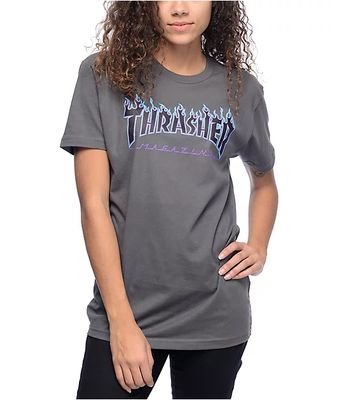 Thrasher Flame Logo Grey T-Shirt