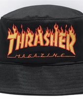 Thrasher Flames Black Bucket Hat