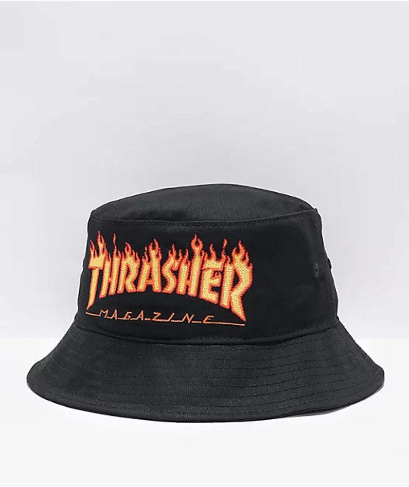 Thrasher Flames Black Bucket Hat