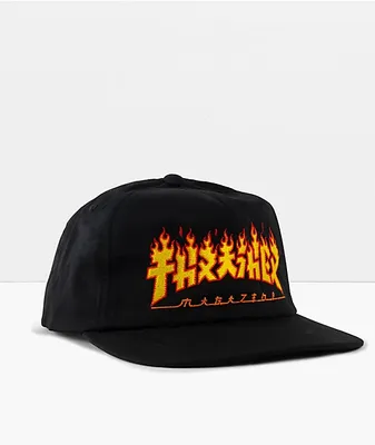 Thrasher Godzilla Flame Black Snapback Hat