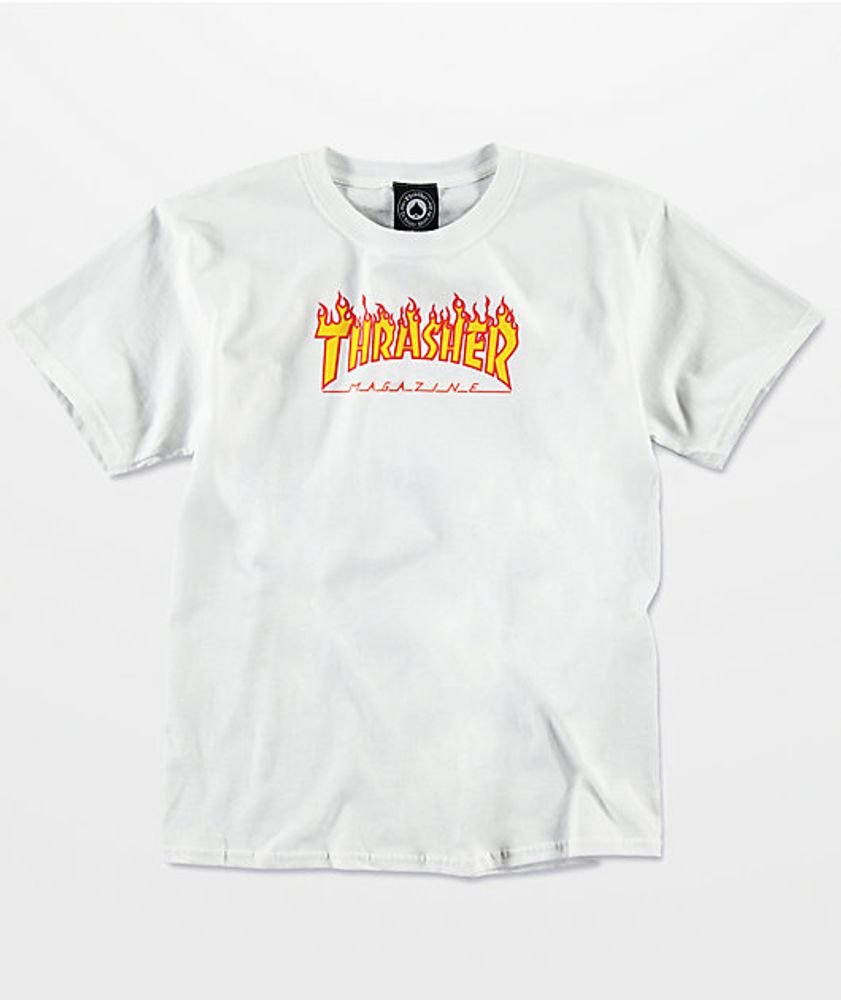 Thrasher Kids Flame White T-Shirt 