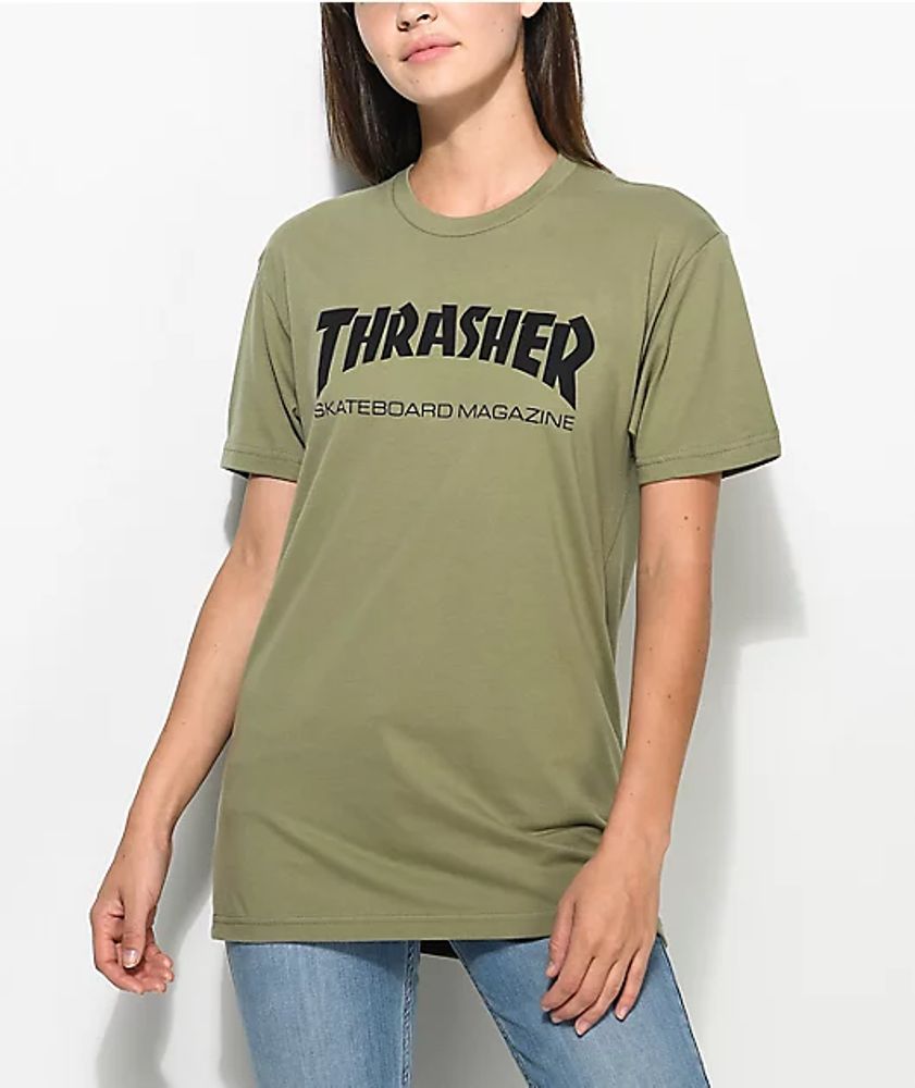 Thrasher Skate Mag Olive Boyfriend Fit T-Shirt | Connecticut Post Mall
