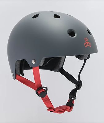 Triple Eight Dual Certified Matte Gunmetal Rubber Skateboard Helmet