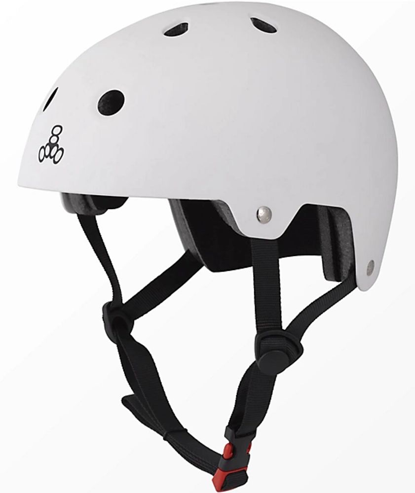 Triple Eight Dual Certified White Rubber Skateboard Helmet