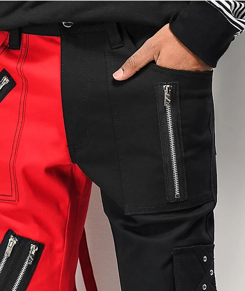 Tripp NYC Split Red & Black Bondage Pants