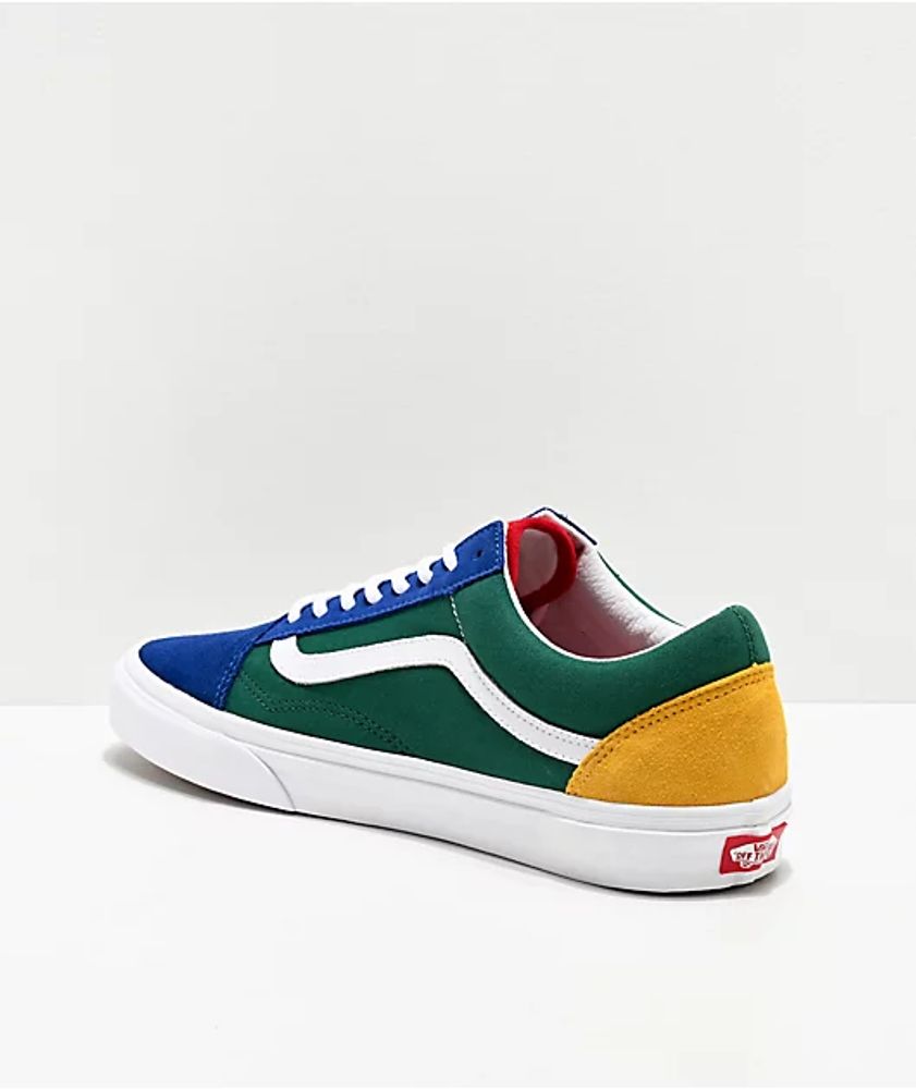 Vans Old Skool Club Blue, Green, Yellow & Red Skate Shoes | Mall of