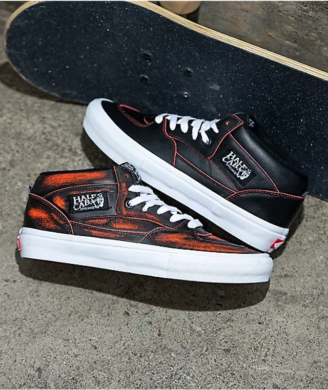 Vans Skate Half Cab Wearaway Black & Orange Leather Shoes