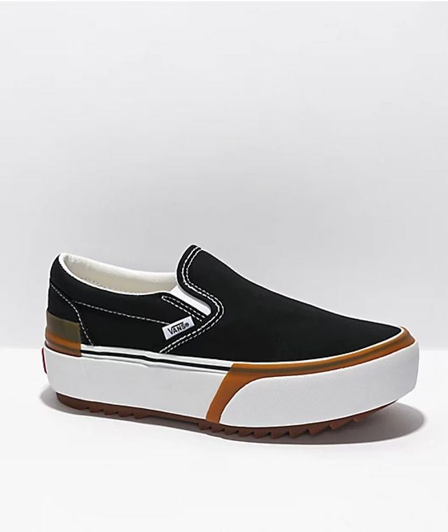 Vans Slip-On Stacked Black, White, & Gum Platform Shoes | Connecticut Post  Mall