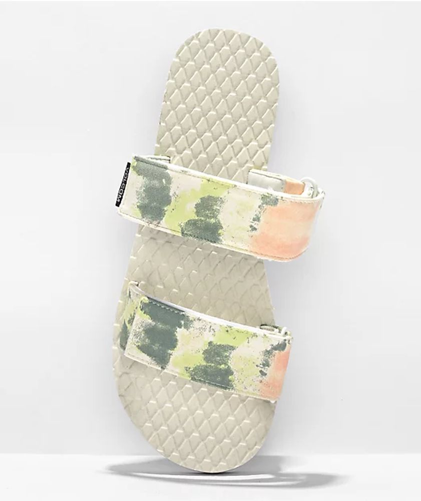 Volcom Eco Recliner Tie Dye & White Slide Sandals