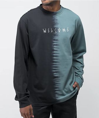 Welcome Chimera Black & Atlantic Dip Dye Long Sleeve T-Shirt