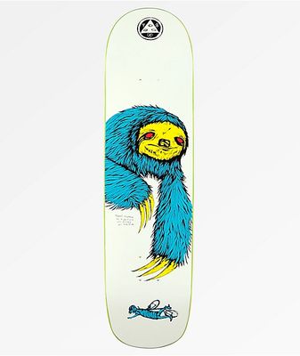 Welcome Sloth On Bunyip White, Blue & Yellow 8.0" Skateboard Deck