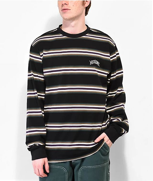 Welcome Cooper Spruce Green & White Stripe Long Sleeve T-Shirt