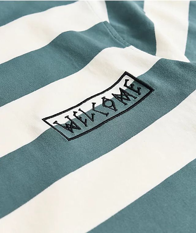 Welcome Cooper Spruce Green & White Stripe Long Sleeve T-Shirt