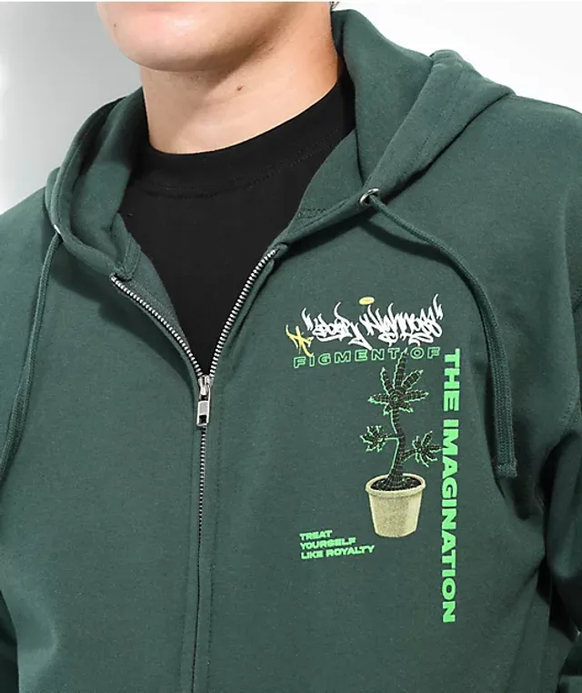 Monet Pozie Green Micro Fleece Quarter Zip Hoodie