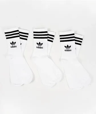 adidas 3 Pack White Crew Socks