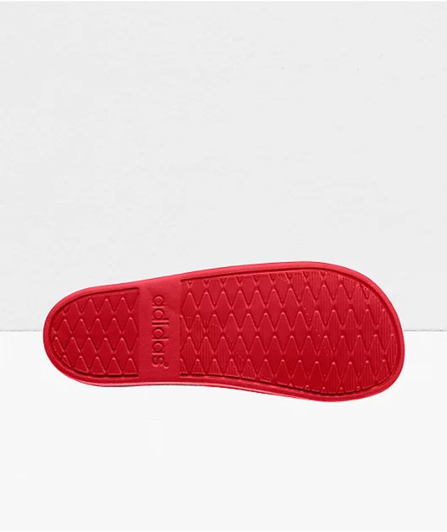 red floral adidas slides