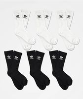 adidas Boys Trefoil 6 Pack Black & White Crew Socks