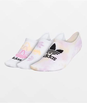 adidas Colorwash 3 Pack White No Show Socks