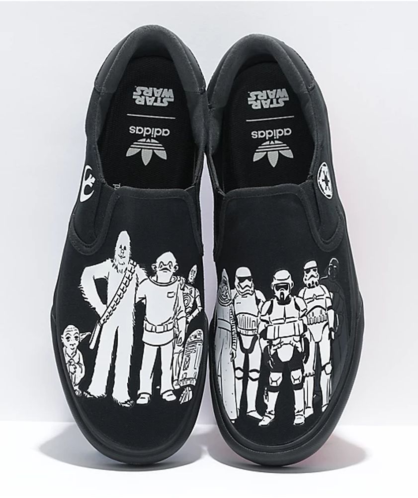 adidas x Star Wars Court Rally Black Slip-On Shoes