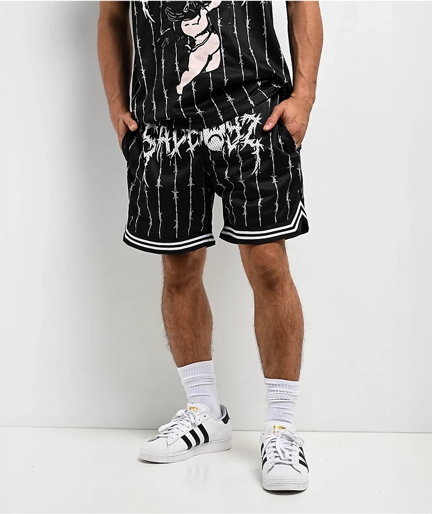 $AD BOYZ By Junior H Arrows Black Mesh Shorts