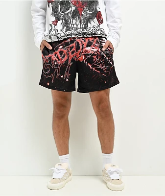 $AD BOYZ by Junior H X Lost Hills Barbed Wire Black Mesh Shorts