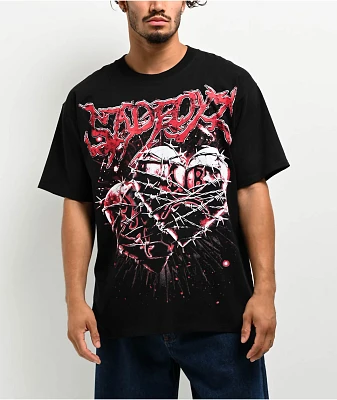 $AD BOYZ by Junior H X Lost Hills Barbed Wire Heart Black T-Shirt