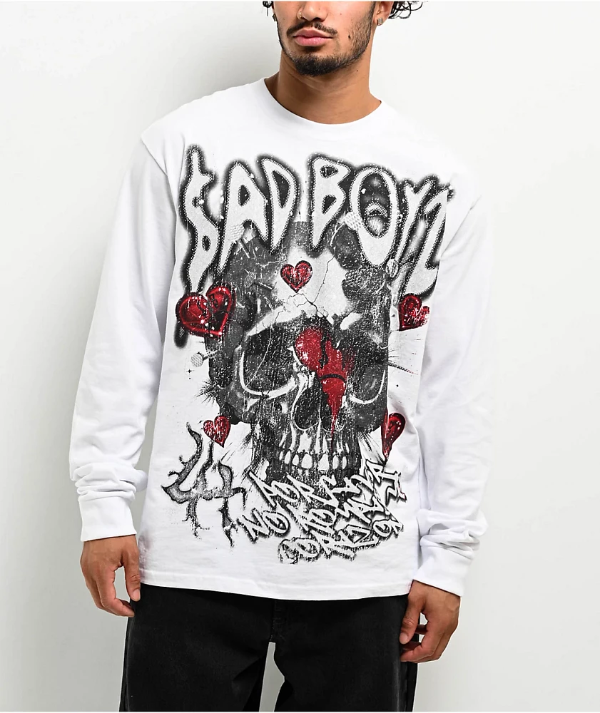 $AD BOYZ by Junior H X Lost Hills Hearts White Long Sleeve T-Shirt