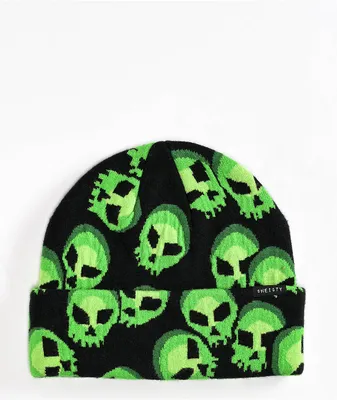 $hei$ty Green Skull Black Beanie