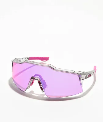 100% Speedcraft SL Polished Translucent Grey & Purple Sunglasses