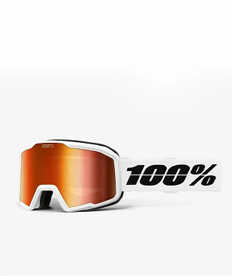 100% Valnor White & Red Mirror Snowboard Goggles