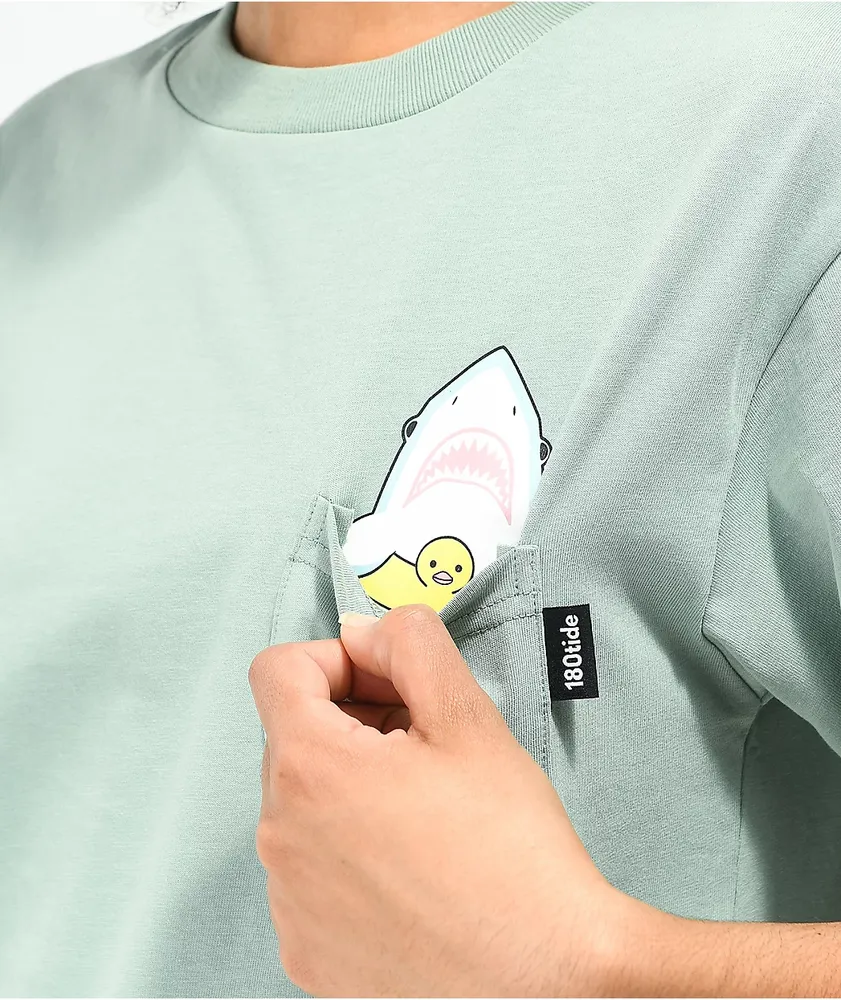 180Tide Shark Pocket Green T-Shirt