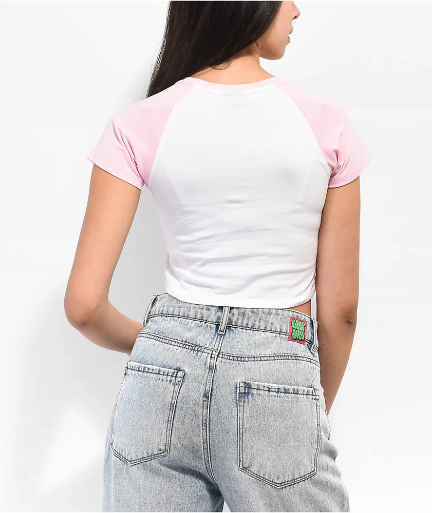 180Tide Strawberry Seal Pink & White Crop T-Shirt
