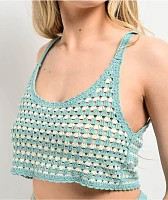 24COLOURS Blue Crochet Tank Top