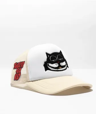 26 Red Black Cat Cream Trucker Hat