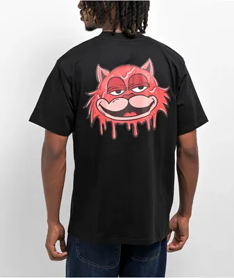 26 Red Drip Cat Black T-Shirt