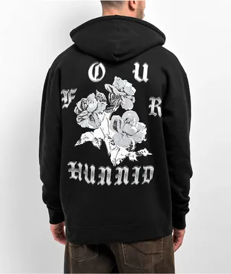 4 Hunnid Chrome Roses Black Hoodie