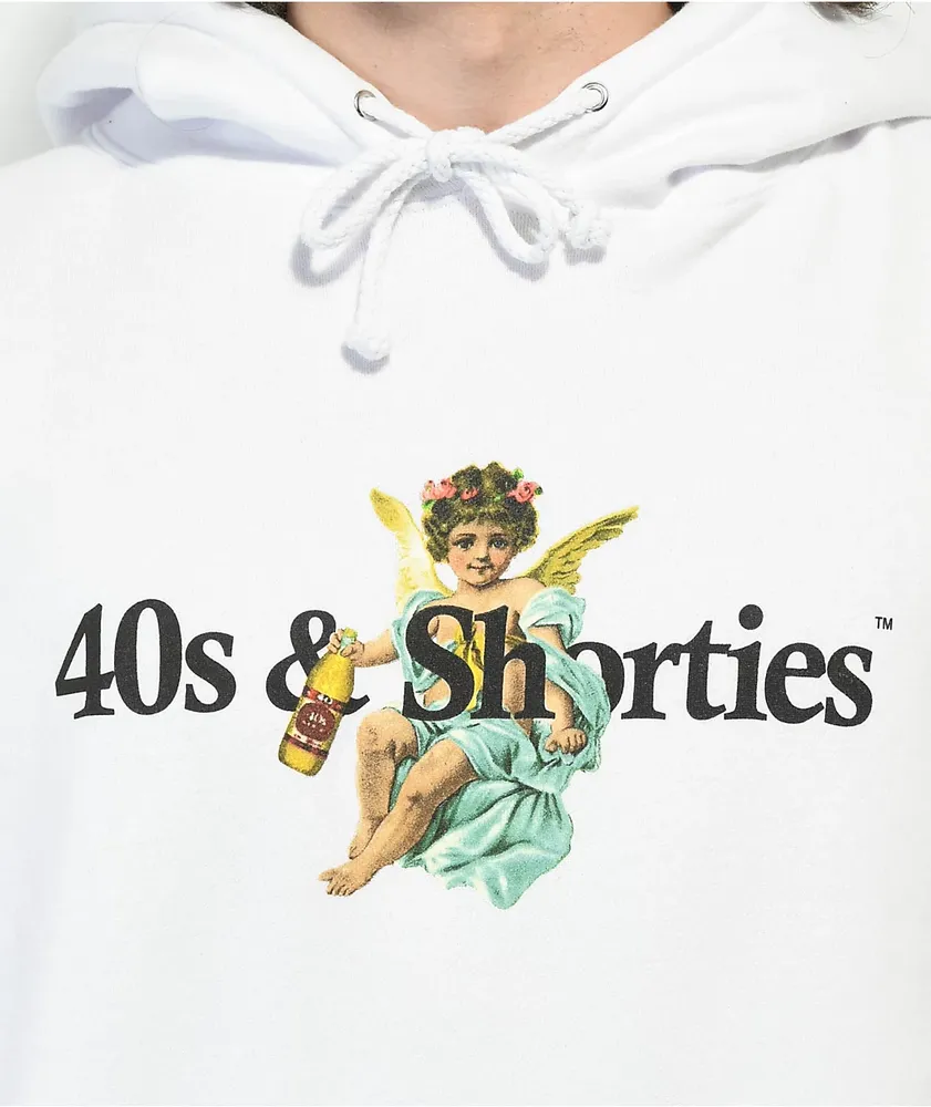 40s_and_shorties 40s & Shorties Angel Logo White Hoodie