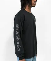 40s & Shorties Reflective Text Logo Black Long Sleeve T-Shirt