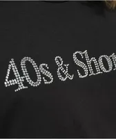 40s & Shorties Rhinestone Text Black T-Shirt