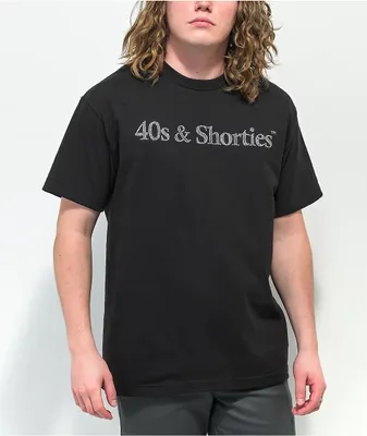 40s & Shorties Rhinestone Text Black T-Shirt