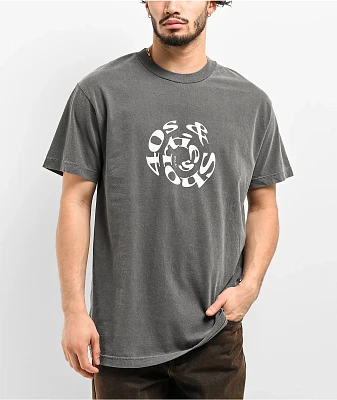 40s & Shorties Spiral Text Black Wash T-Shirt