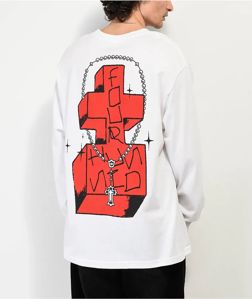 4Hunnid 4H Rosary White Long Sleeve T-Shirt