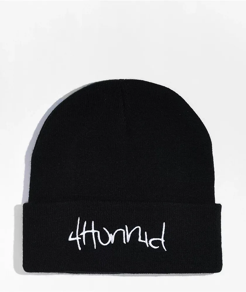 4Hunnid Black Cuff Beanie