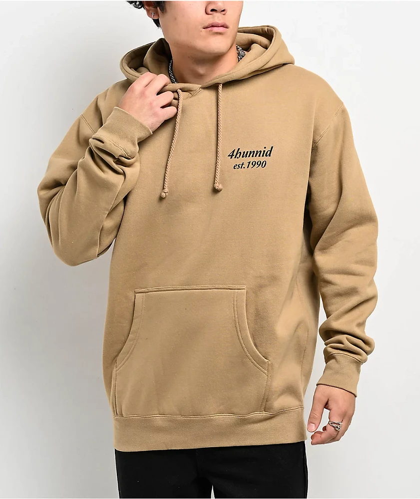 4Hunnid Est 1990 Beige Hoodie