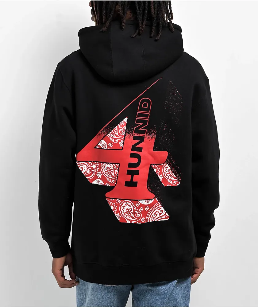 4Hunnid Grunge Paisley Black Hoodie