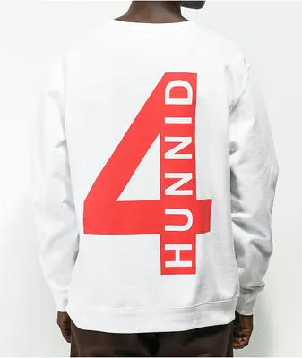 4Hunnid Logo White Crewneck Sweatshirt