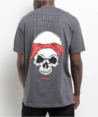 4Hunnid Skull Ties Charcoal T-Shirt