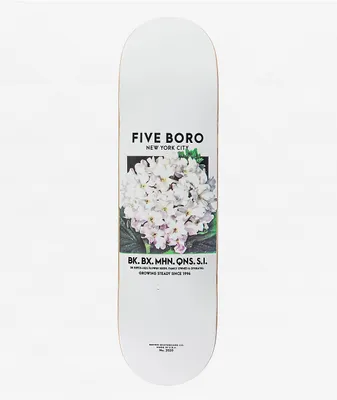 5Boro White Flower 8.5" Skateboard Deck