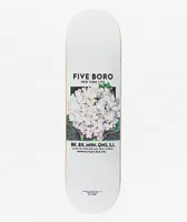 5Boro White Flower 8.5" Skateboard Deck